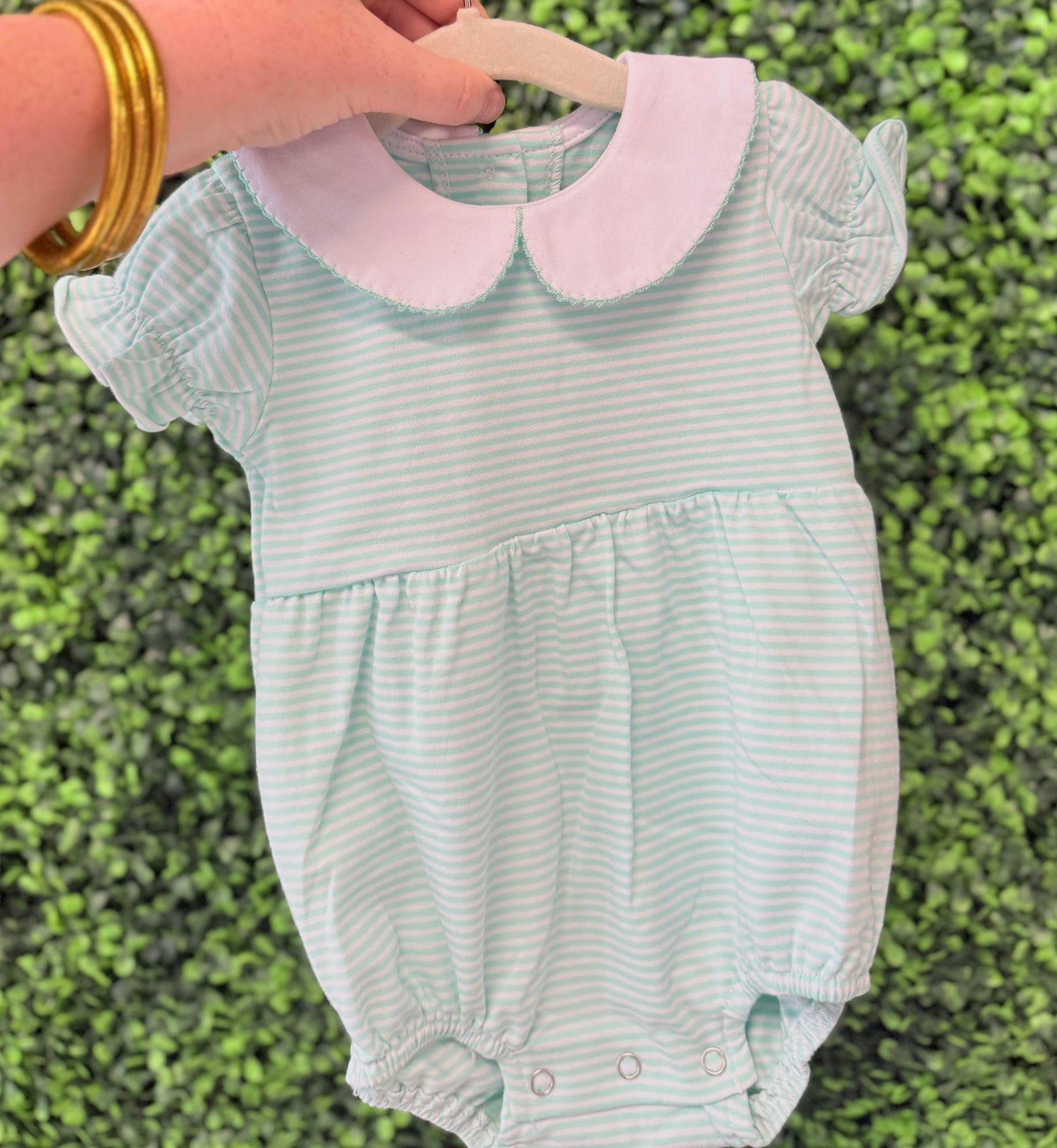 Jelly Beans Mint Striped Bubble with Collar