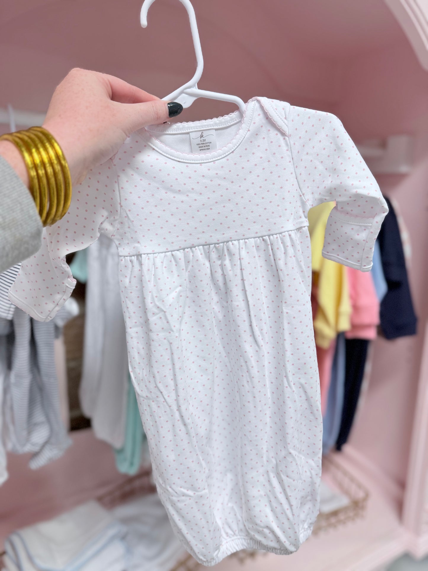 Pima gown white with dots