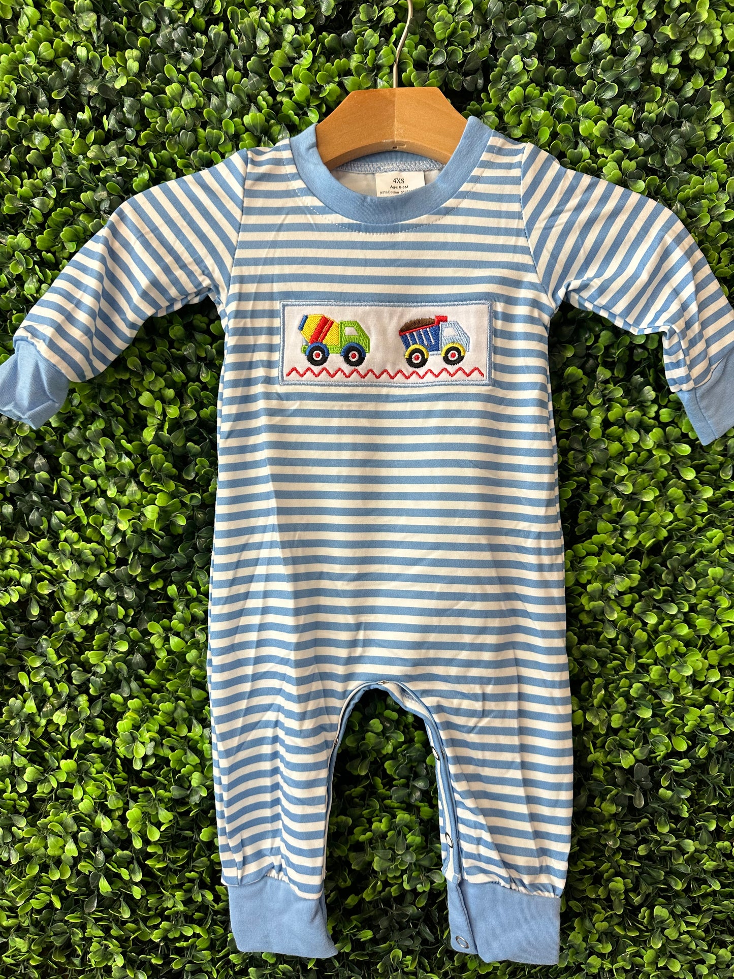 Longsleeve Construction Trucks Romper