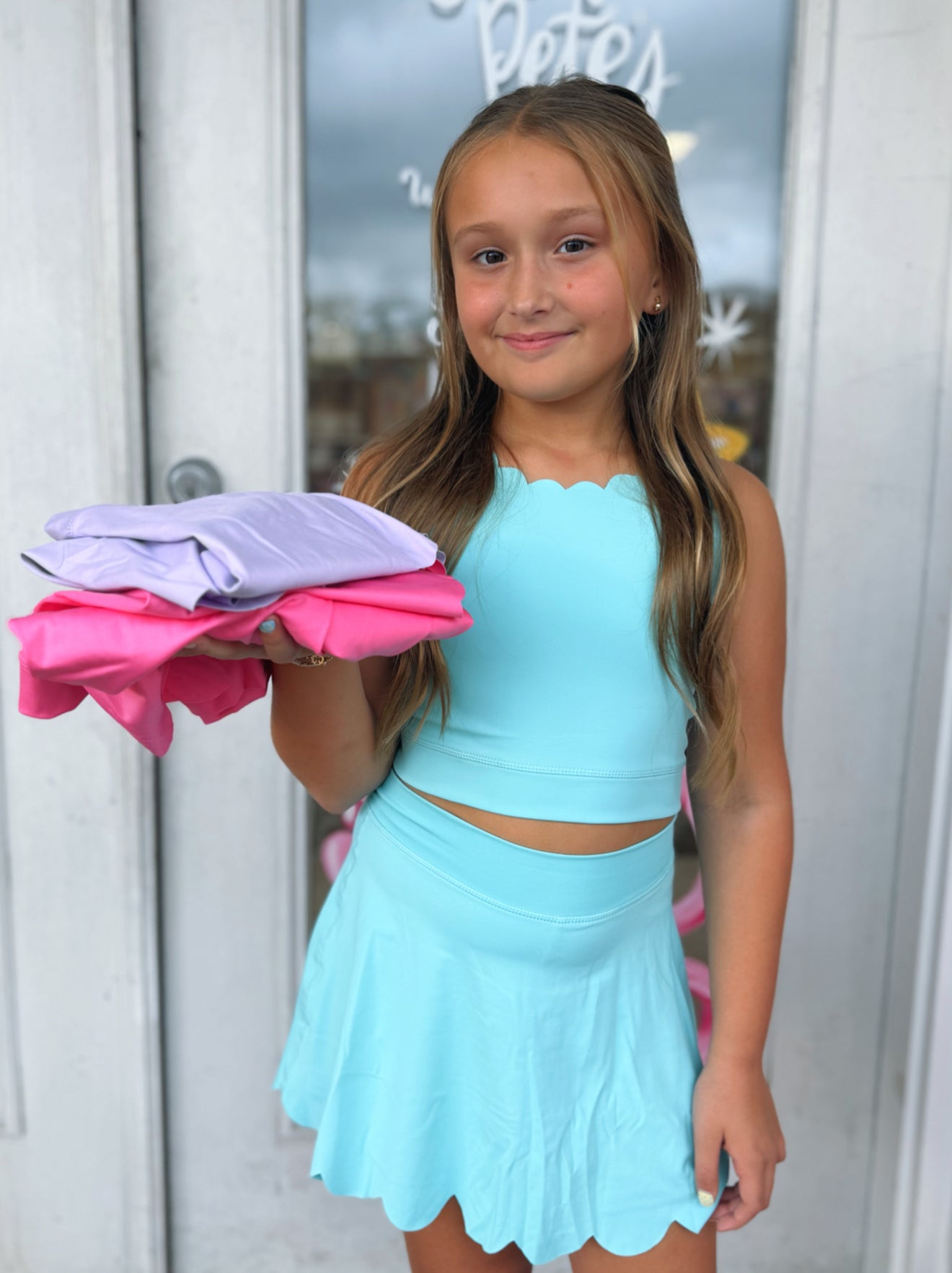 Girls Scalloped Active Skirt Set