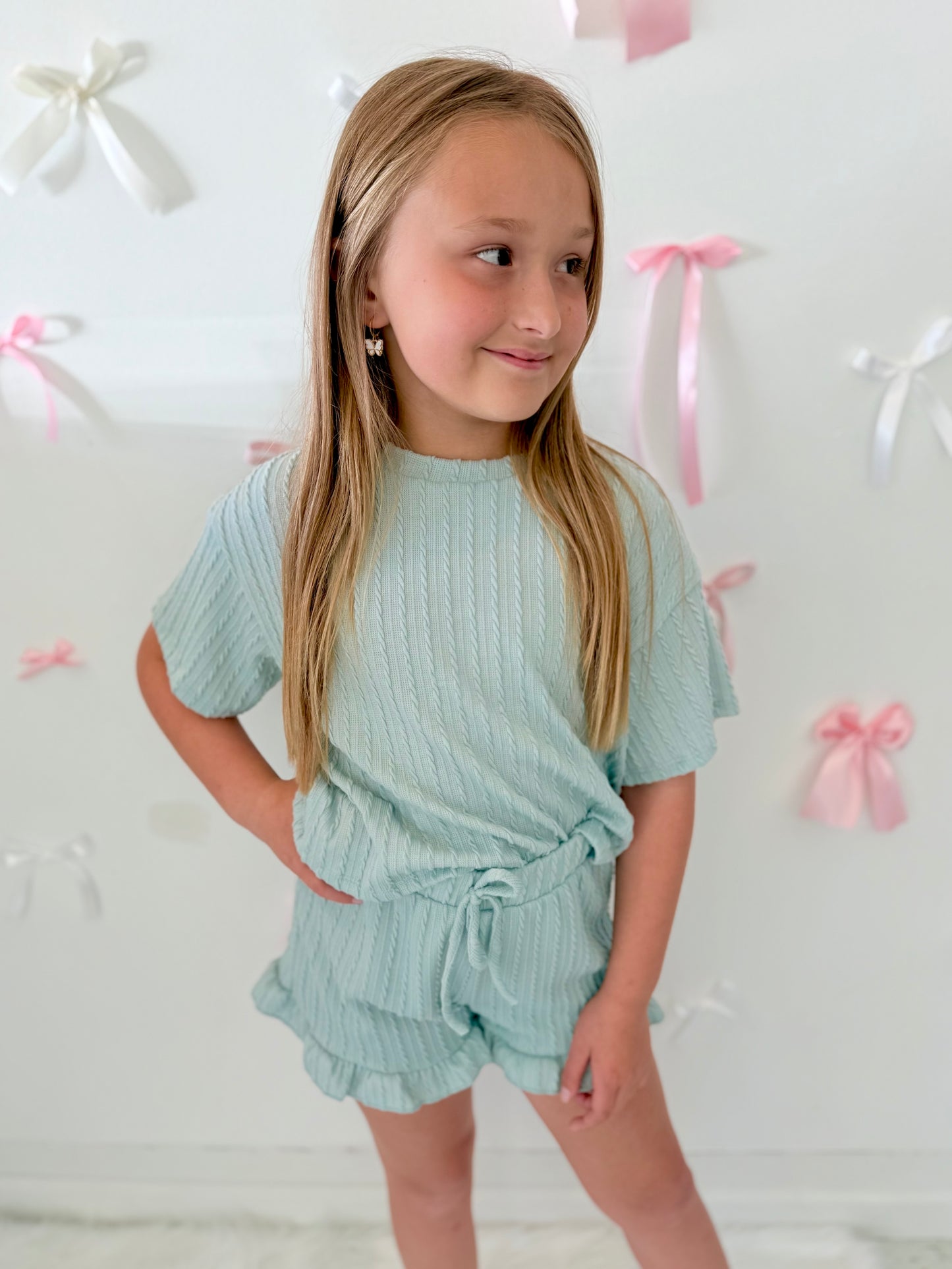 Ribbed Ruffle Short set