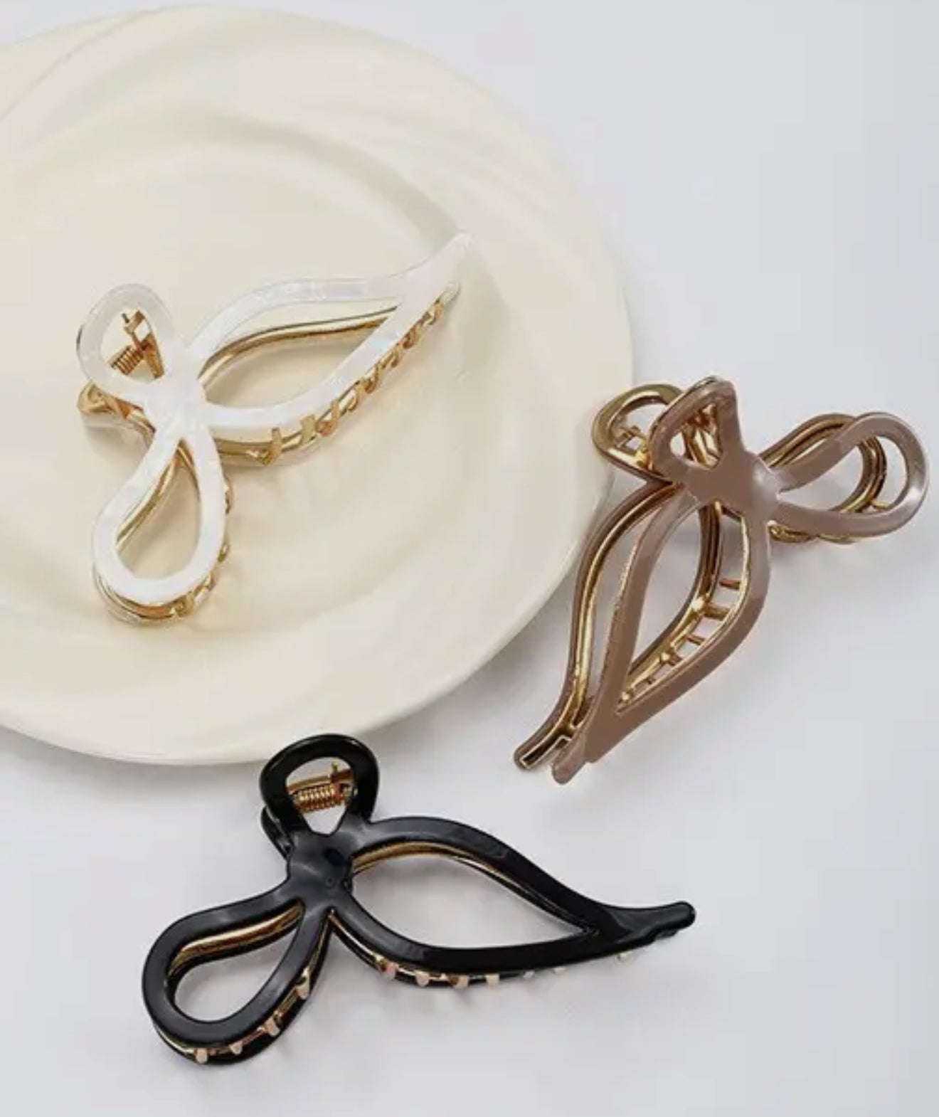 Bow Claw Clip with Gold Accent