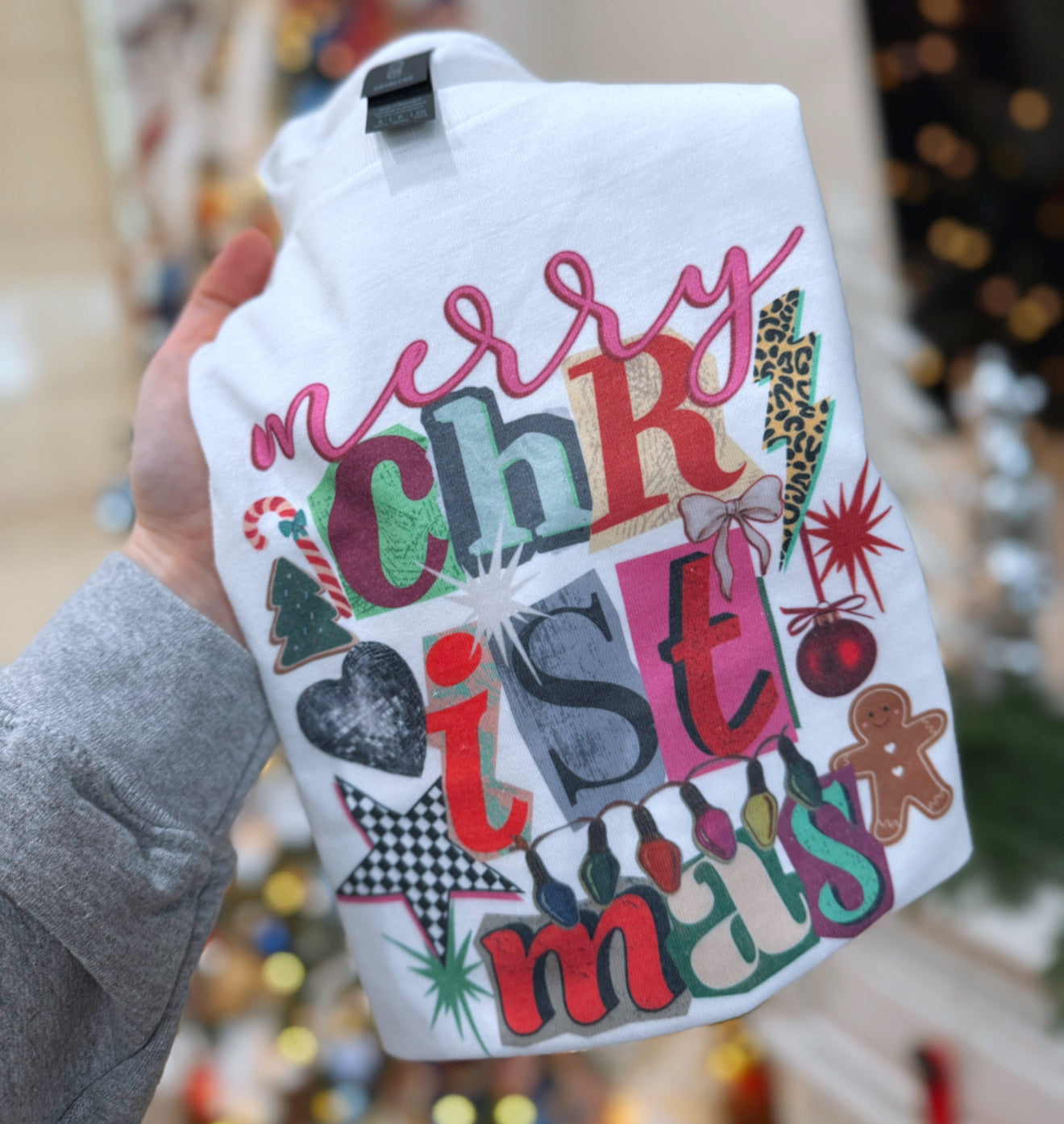 Merry Christmas preppy letters tee