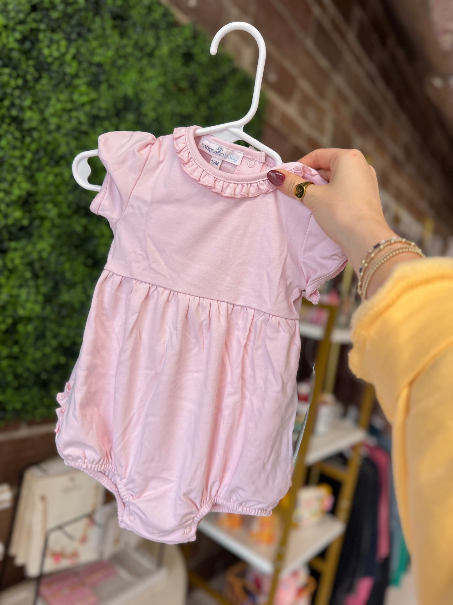 Magnolia Baby Solid Pink Ruffle Bubble