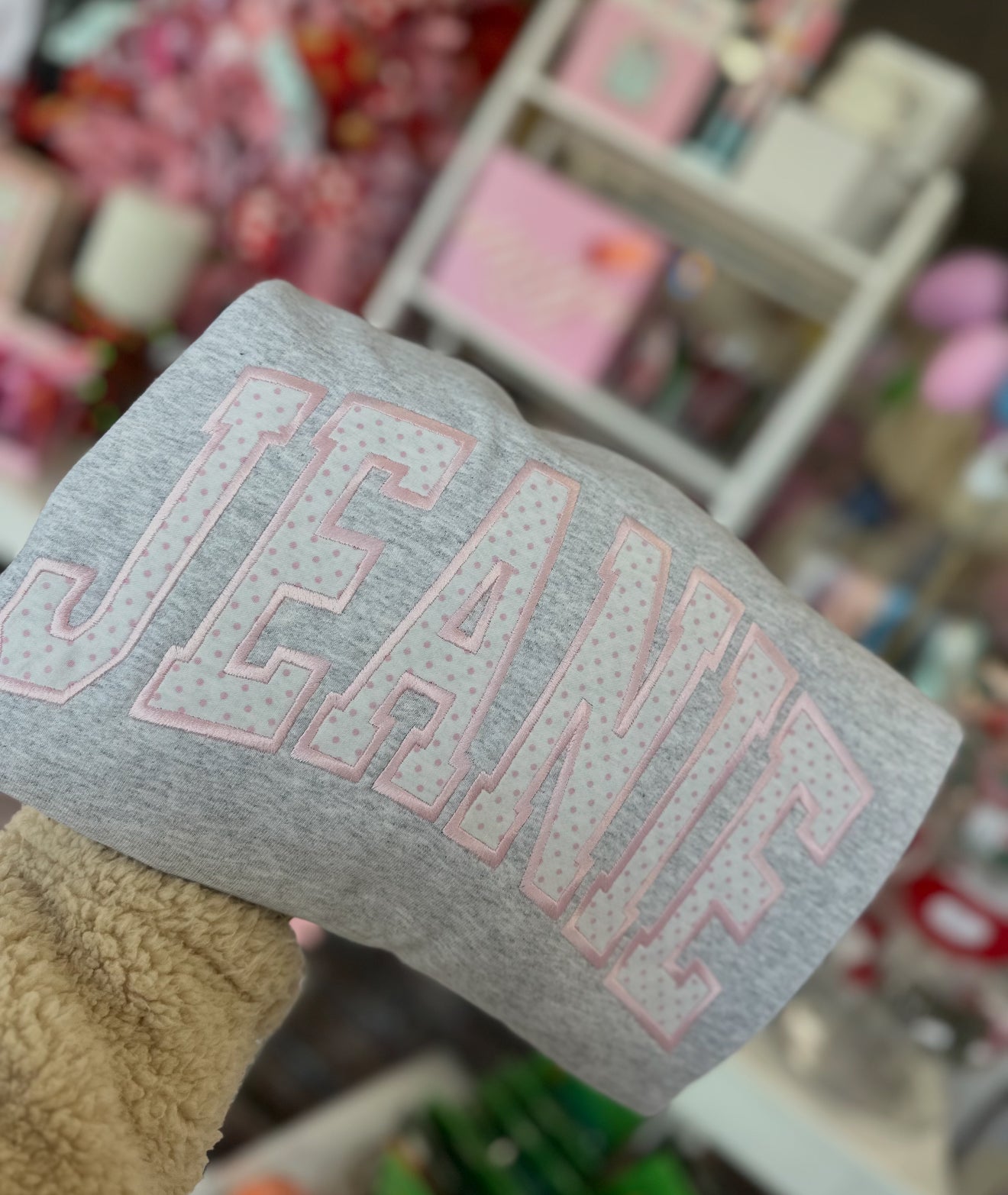 Ash with pink polka dots