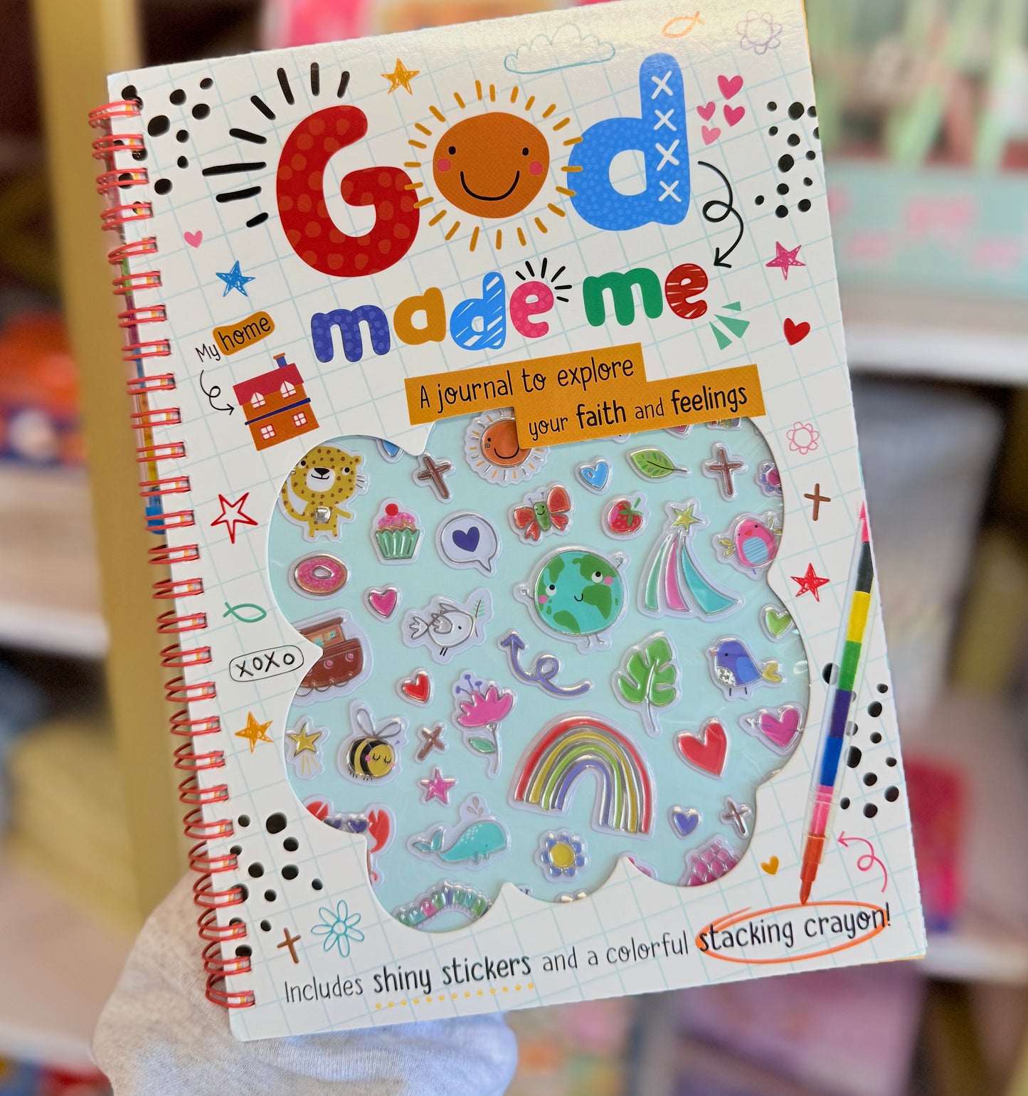 God Made Me Journal with Stickers and Stackable Crayon