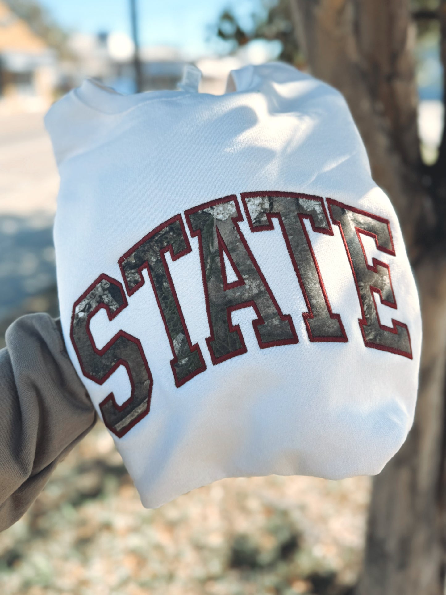 Camo varsity appliqué