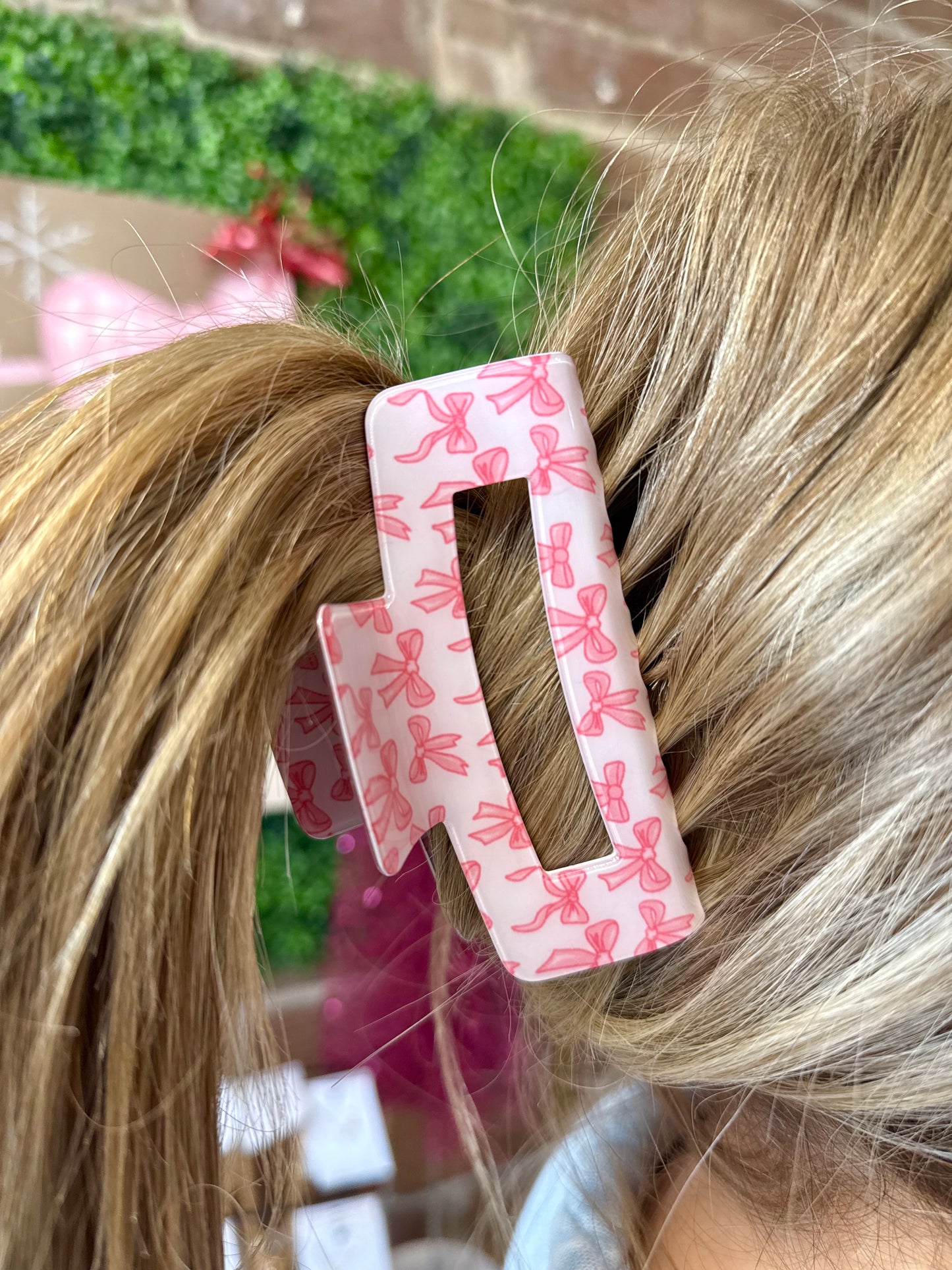 Pink Bow Print Claw Clip