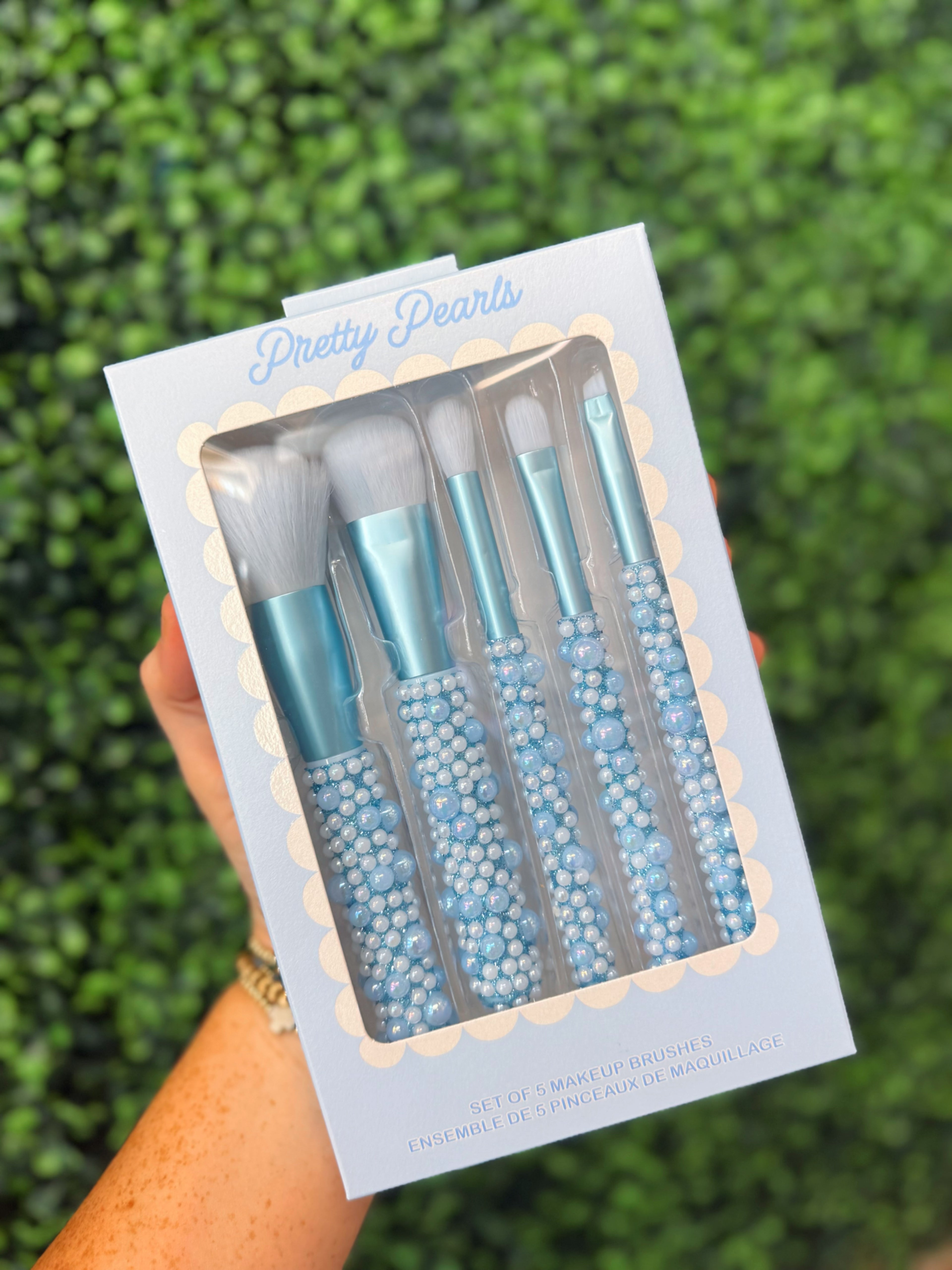 Blue Bedazzled Makeup Brush Set