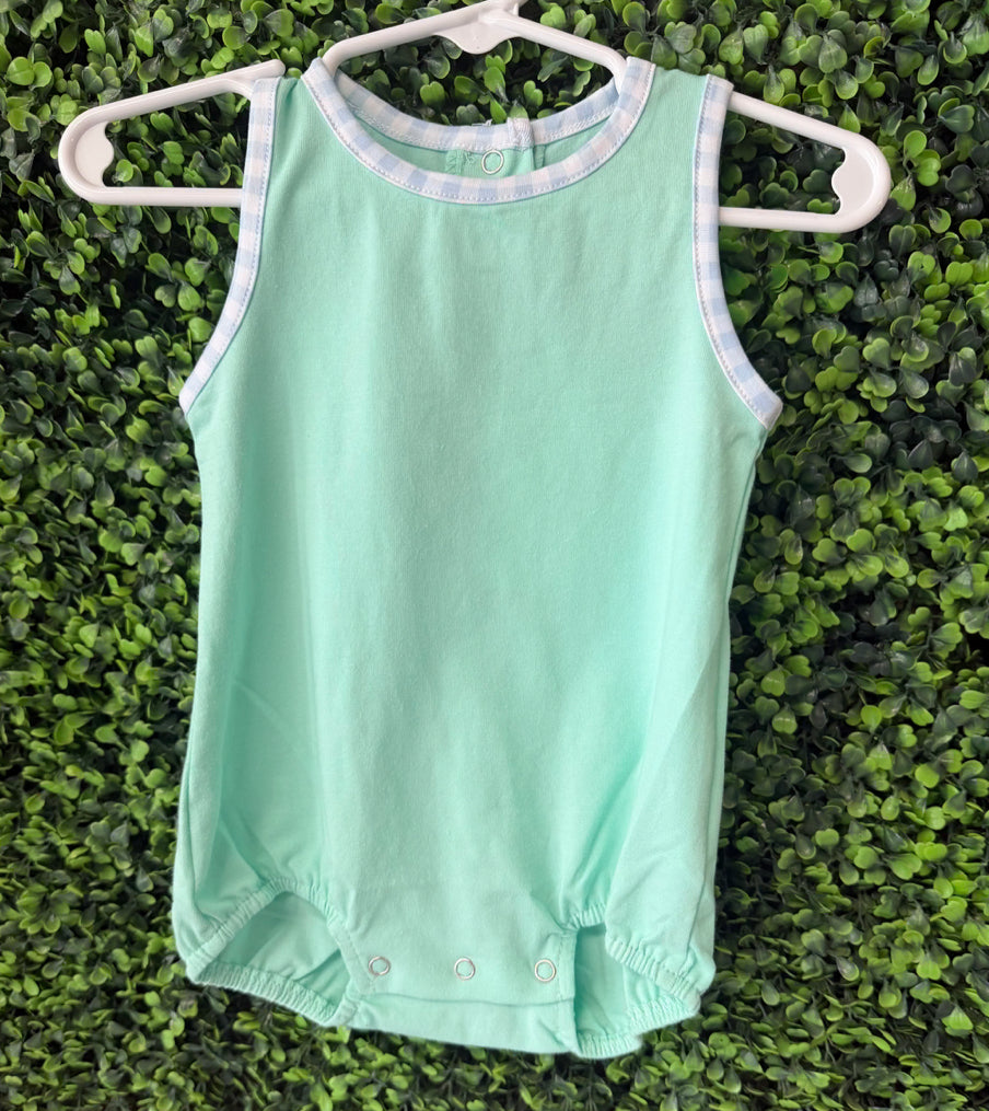 Mint/ Light Blue gingham trimmed bubble