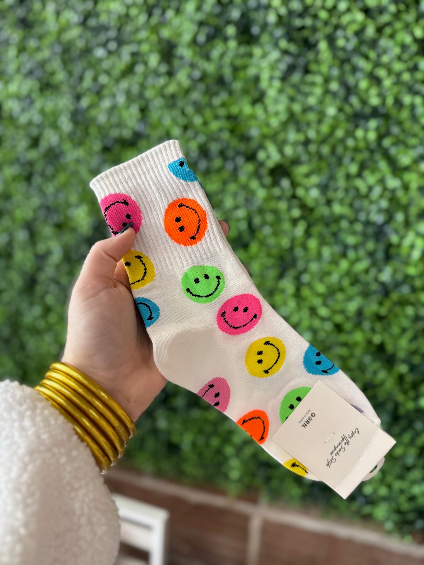 Smiley Face Neon Socks