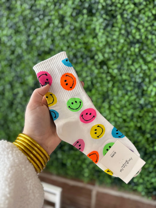 Smiley Face Neon Socks