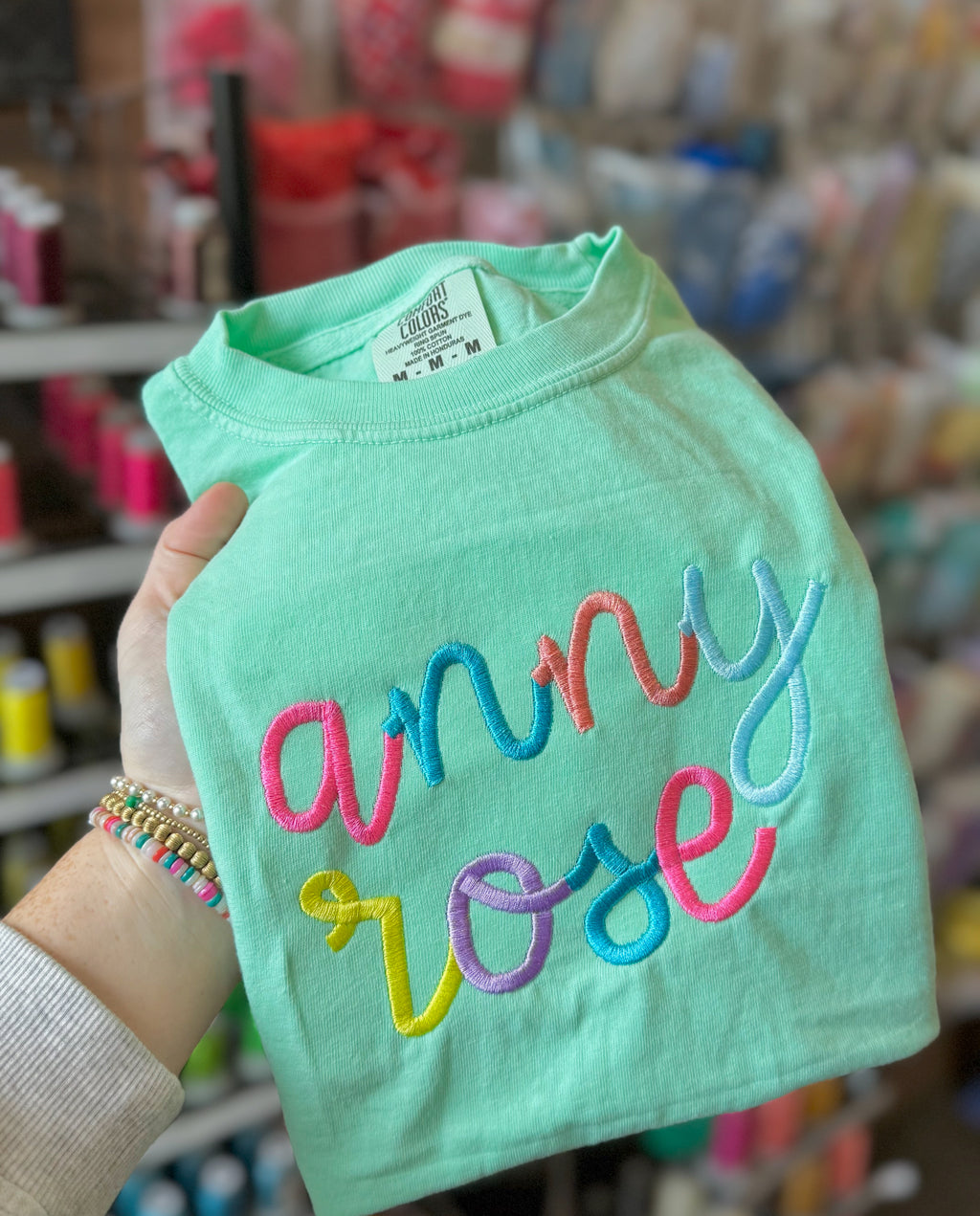 Rainbow stitch mystery tee