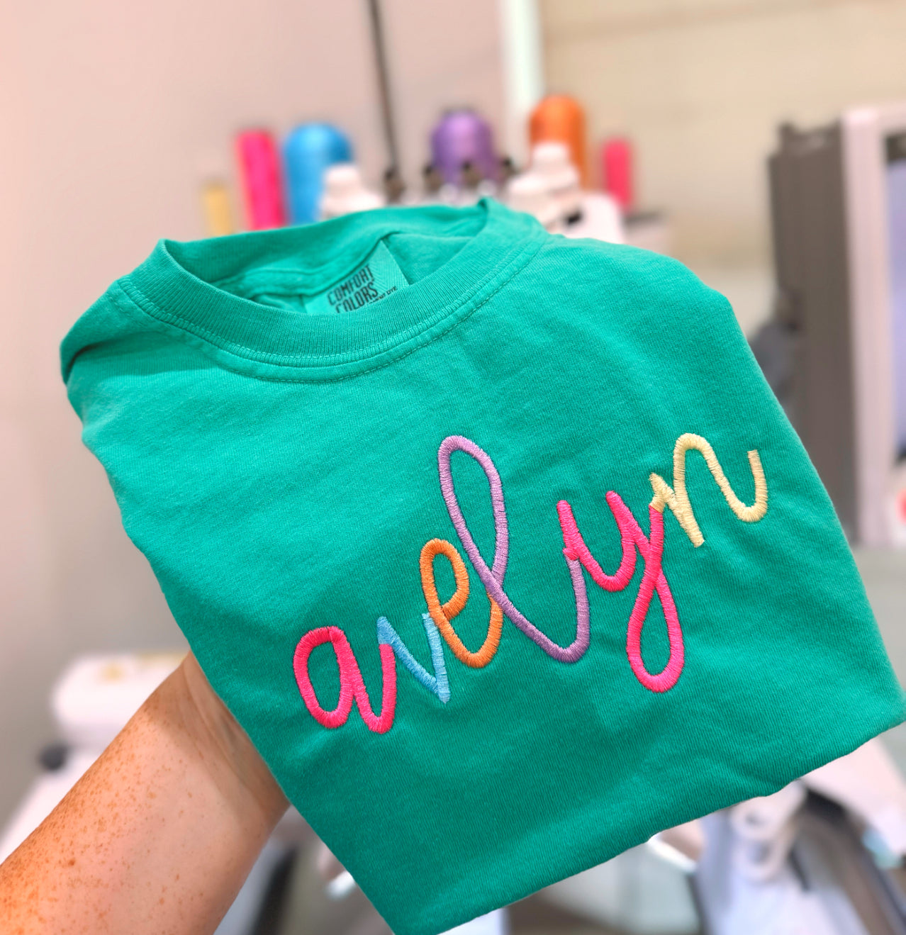 Rainbow stitch mystery tee
