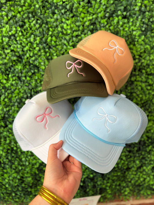 Embroidered Bow Trucker Hat