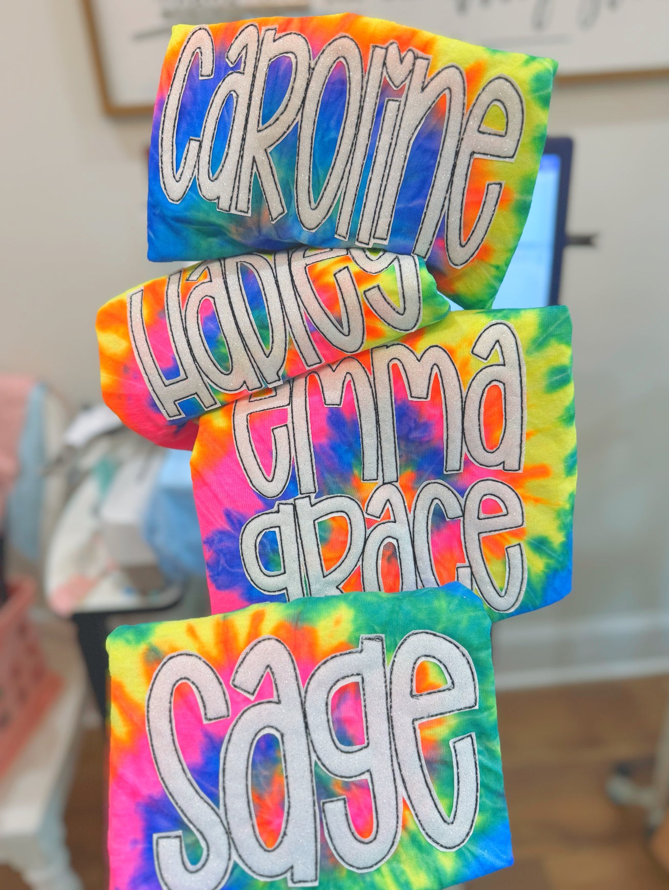 Neon rainbow tie dye tee