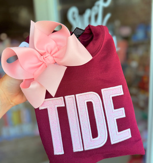 Pink glitter appliqué sweatshirt