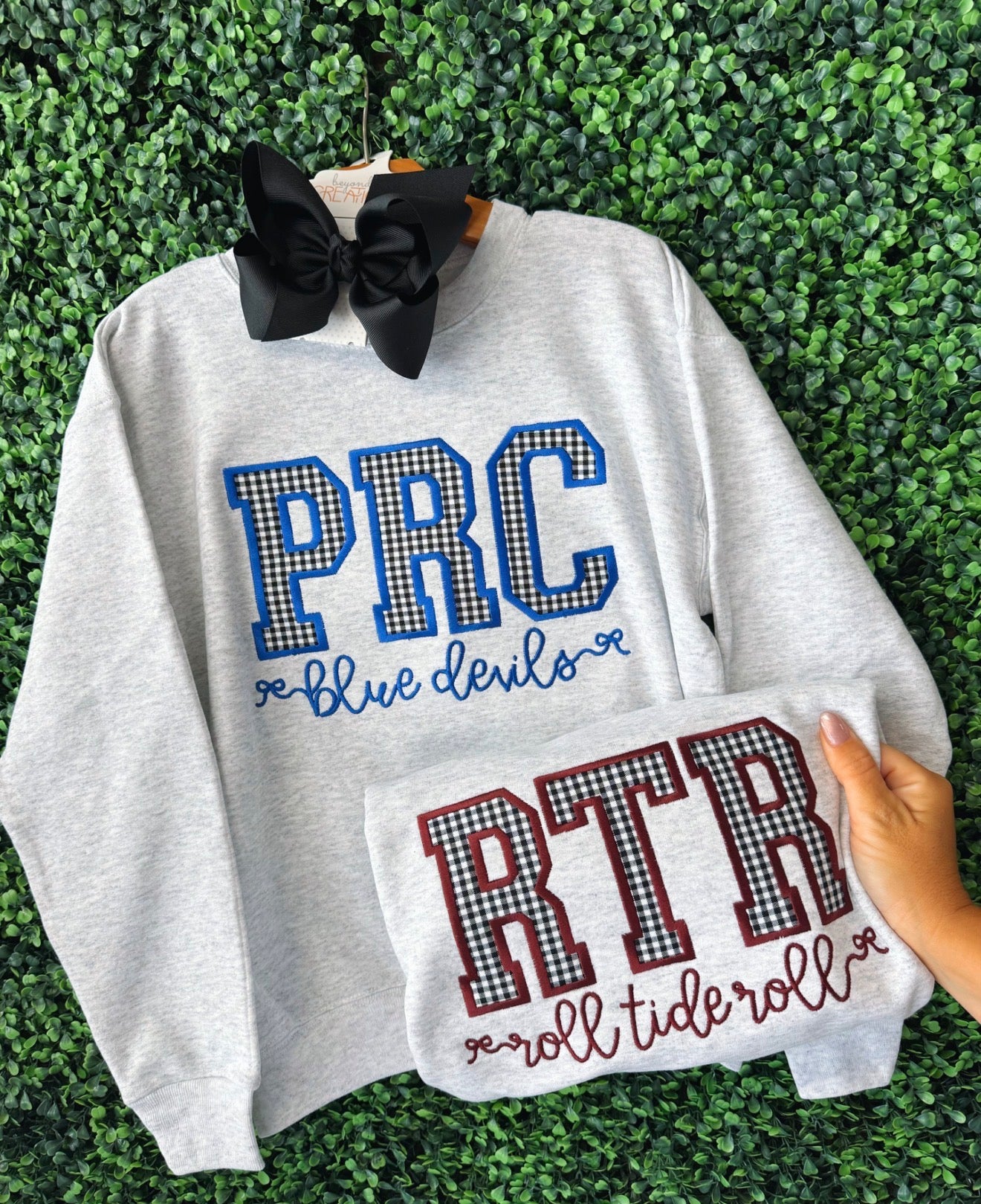 Black gingham slay sweatshirt