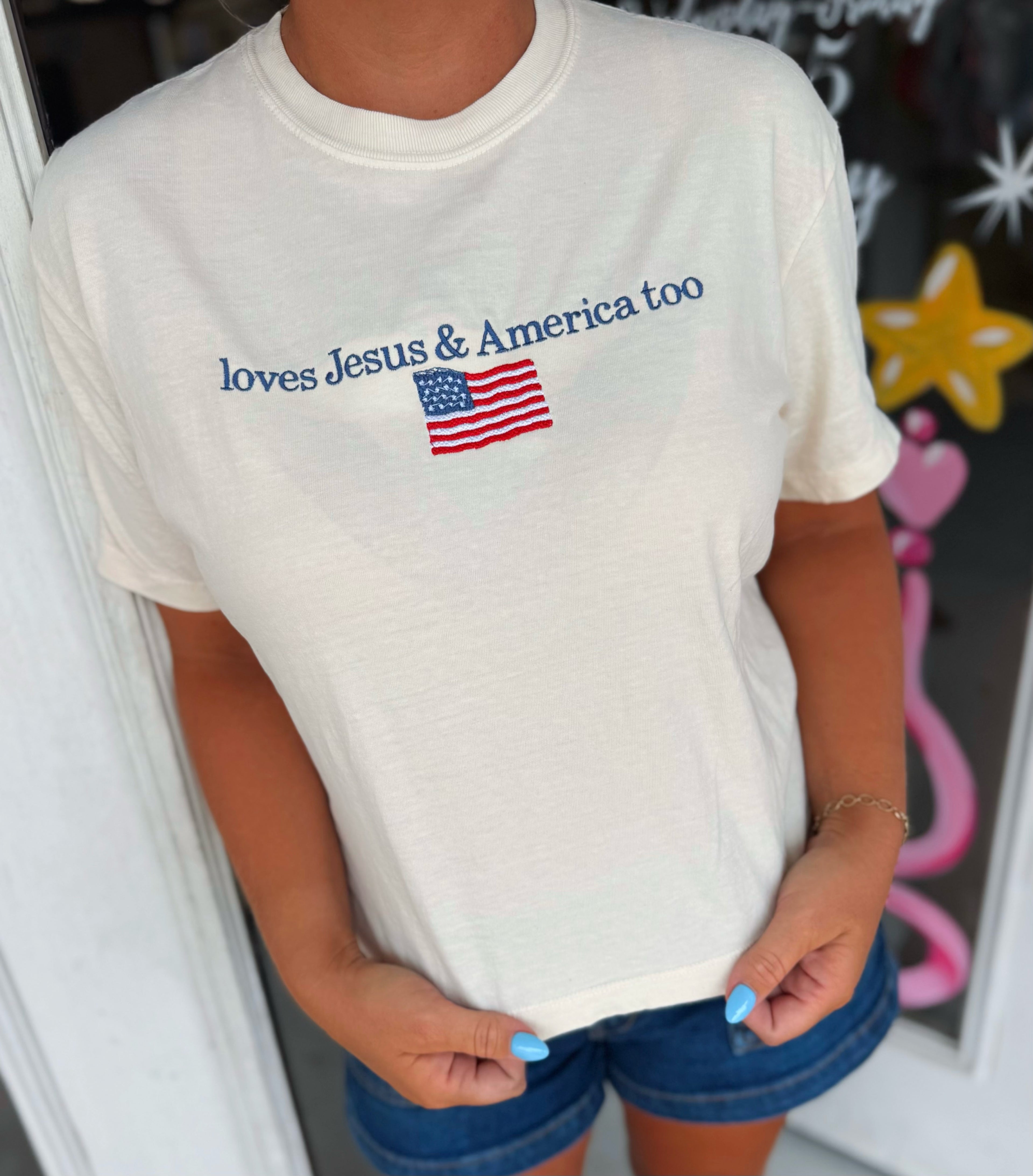 Loves Jesus and America tee