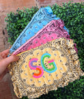 Quilted Bandana Cosmetic Pouch With Initials