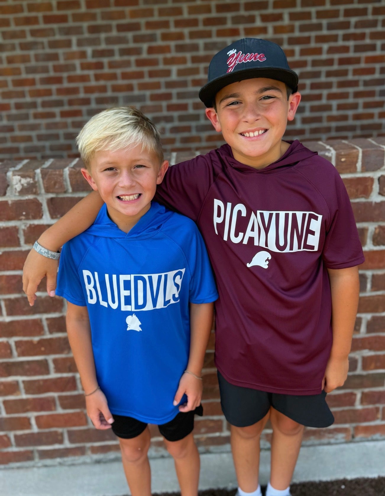 Short sleeved drifit hoodie block font