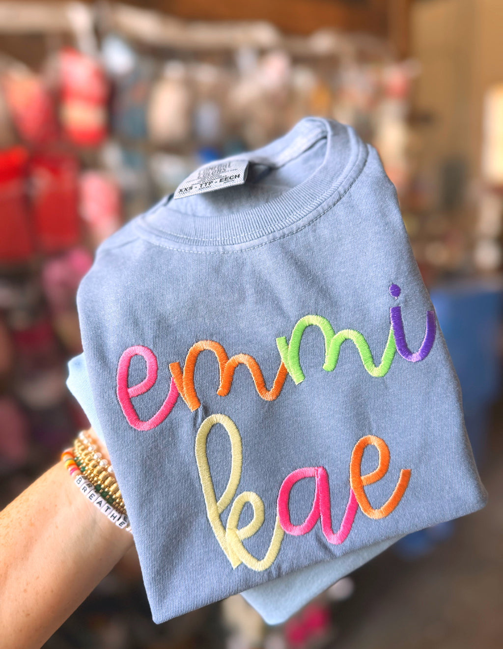 Rainbow stitch mystery tee