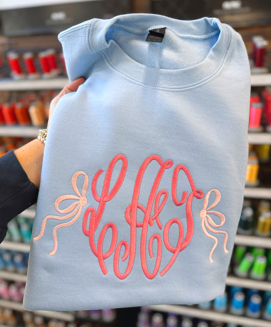 With a bow on the side initial sweatshirt