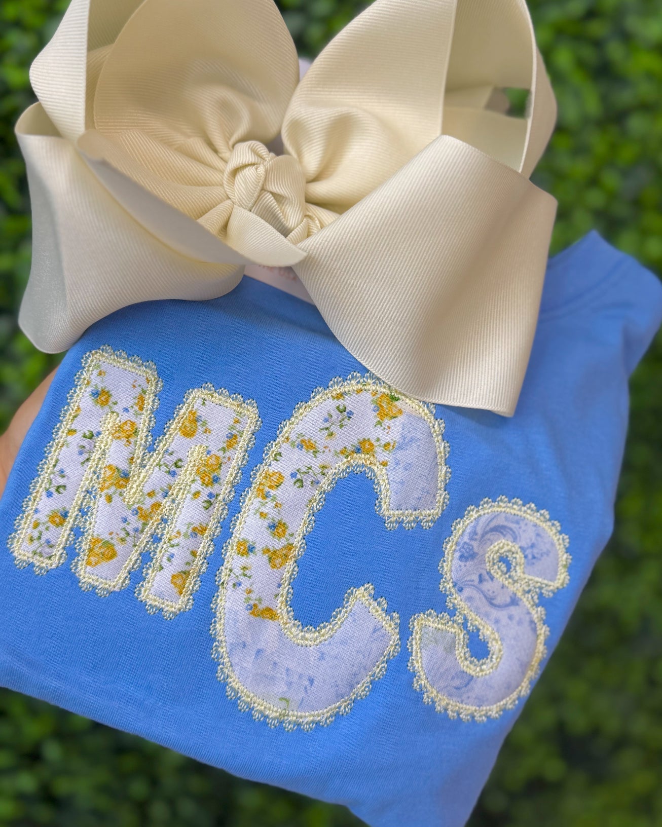 Lacy letter 3 initial tee