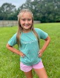 Mystery cursive bow tee