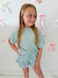 Ribbed Ruffle Short set