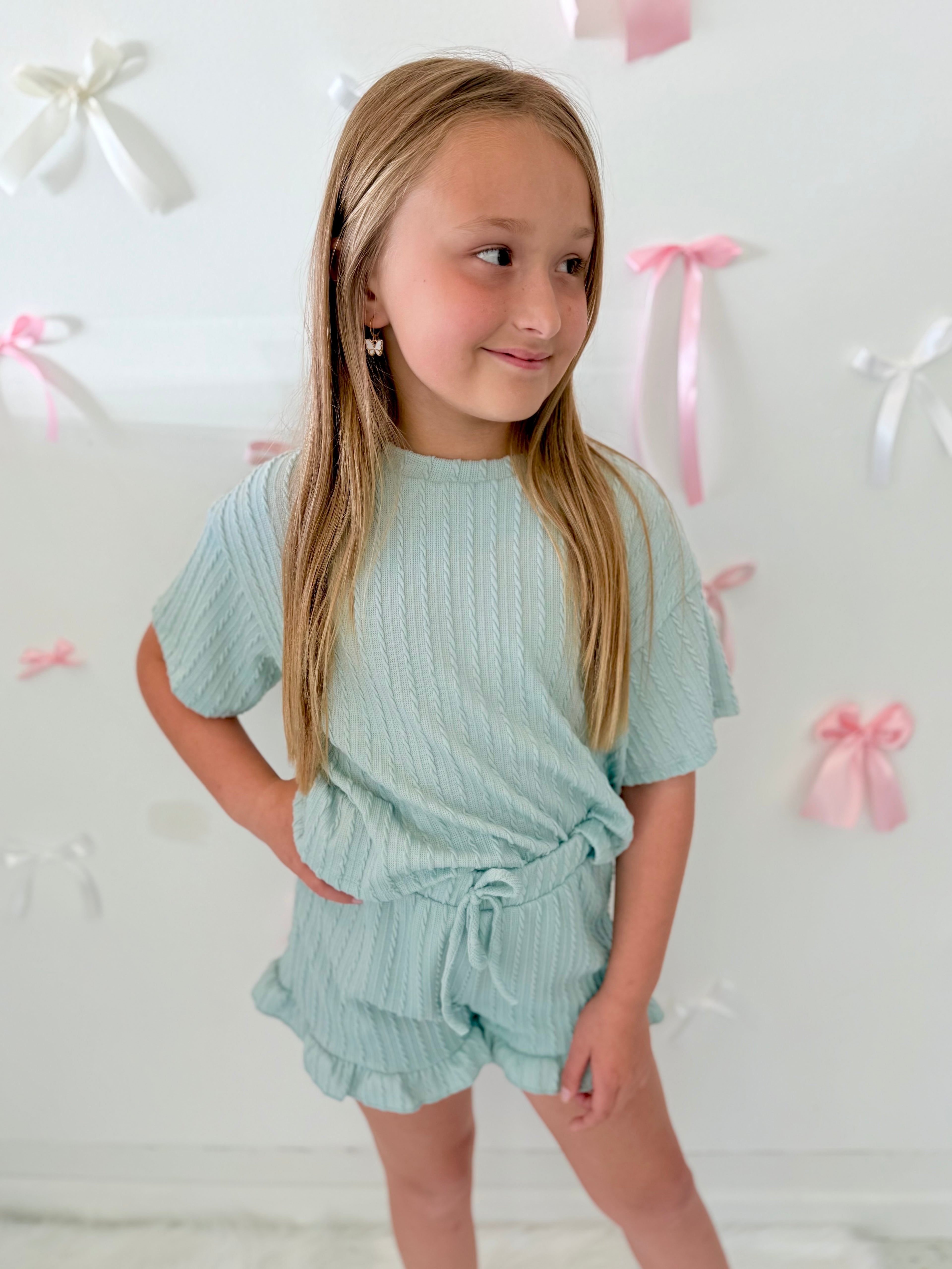 Ribbed Ruffle Short set