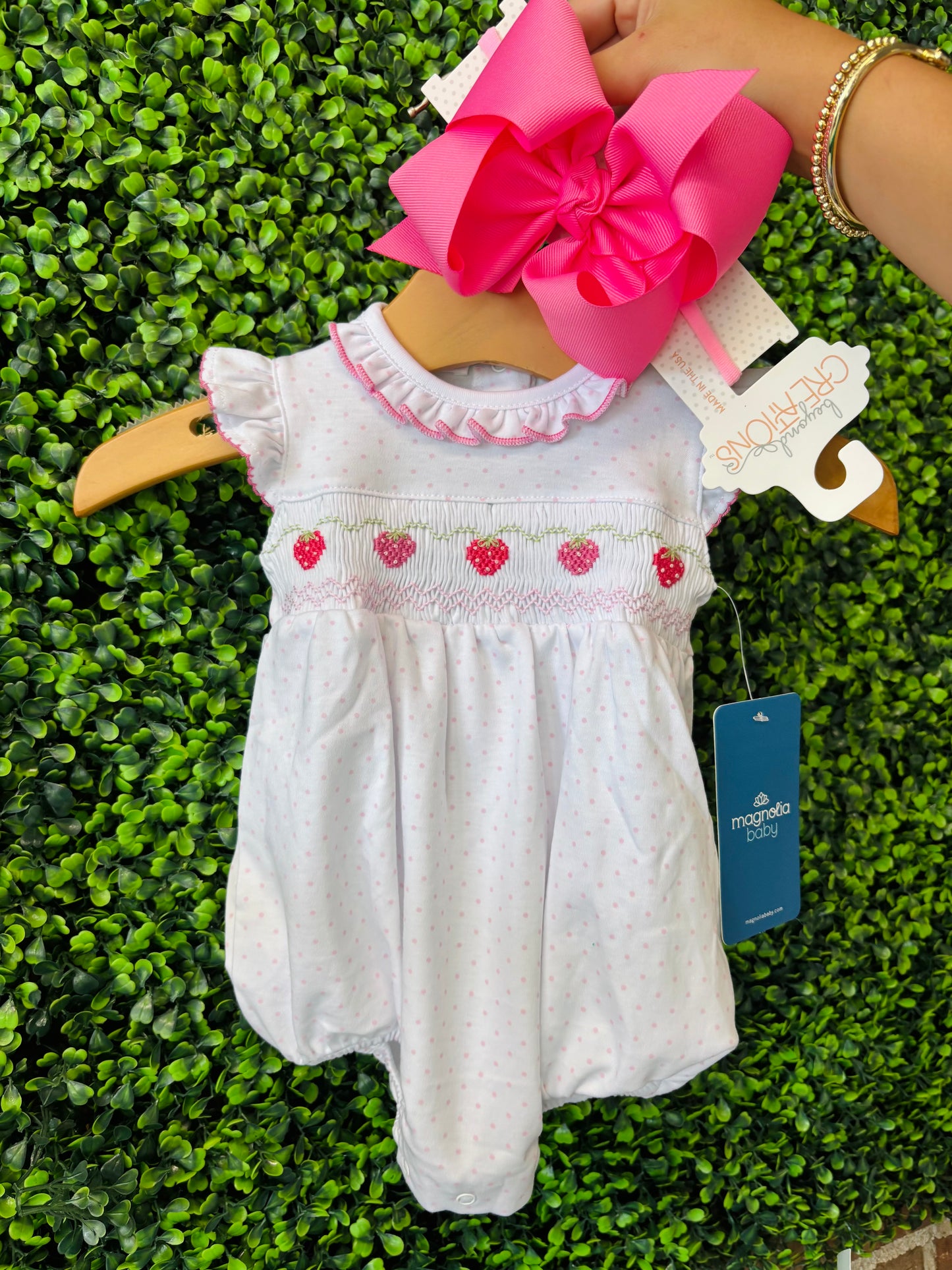 Strawberry Patch Smocked Bubble
