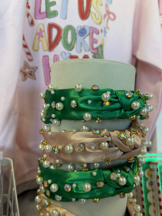 Christmas Rhinestone Pearl Headband