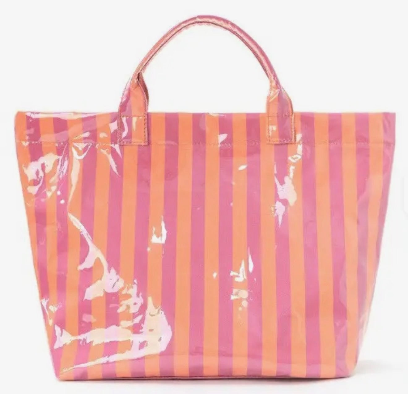 Large Striped Vinyl Tote Bag
