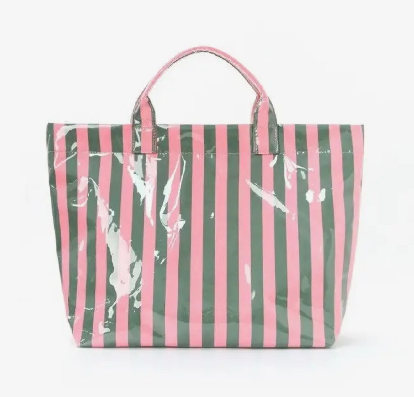 Large Striped Vinyl Tote Bag