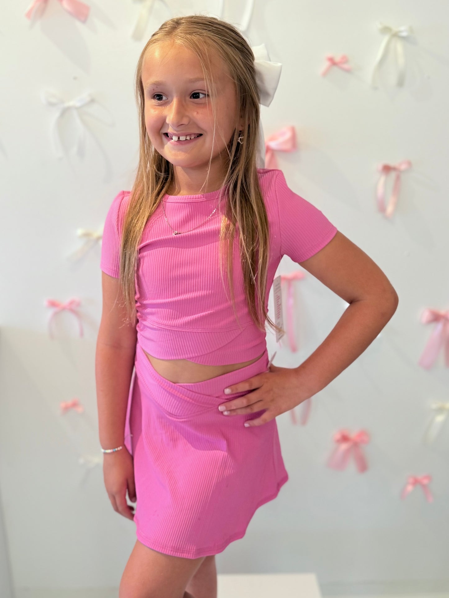 Girls Ribbed Athletic Skort Set