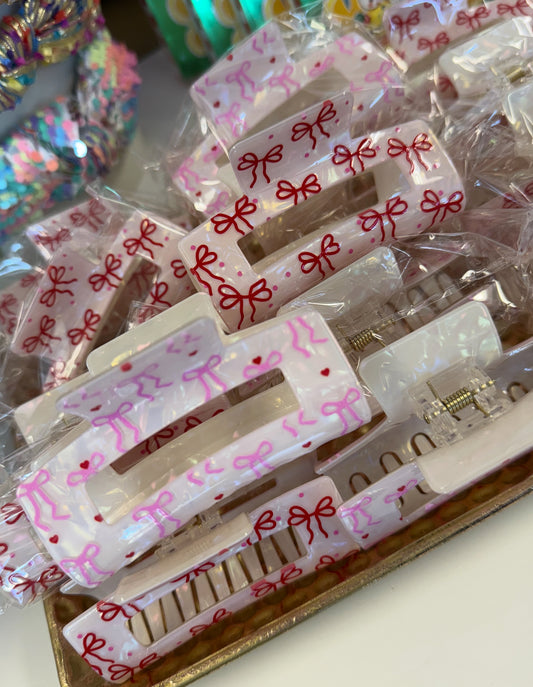 Iridescent Bow Claw Clip