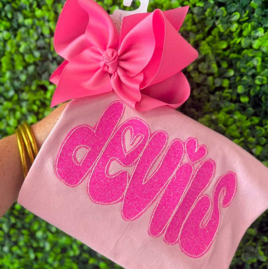 Pink on pink glitter applique