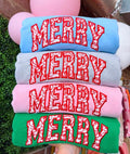 Red toile merry sweatshirt