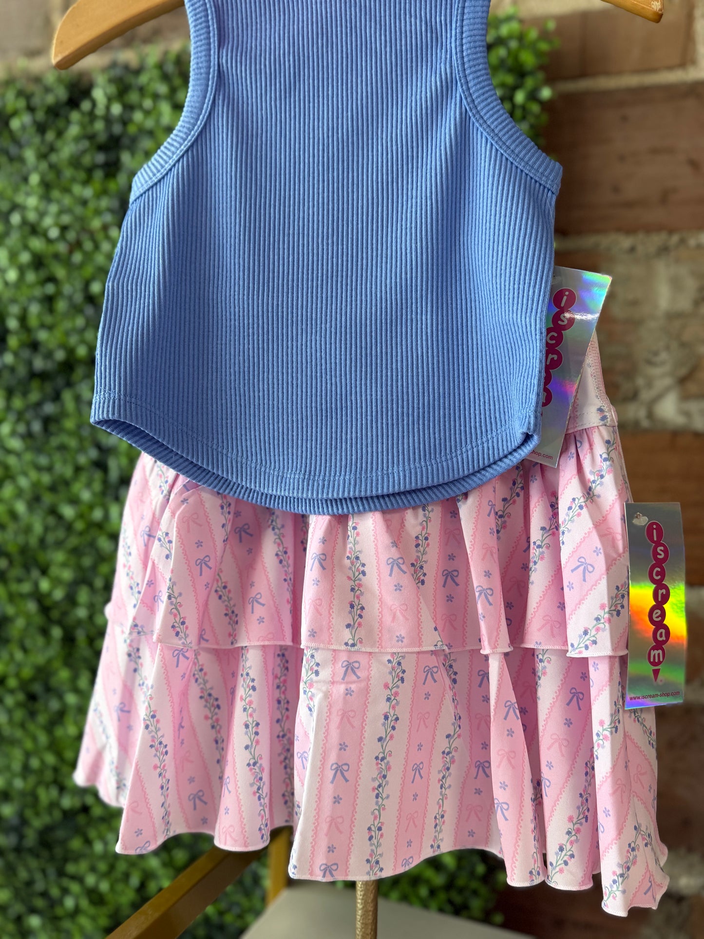 Girl's Pink Floral/Bows Skort