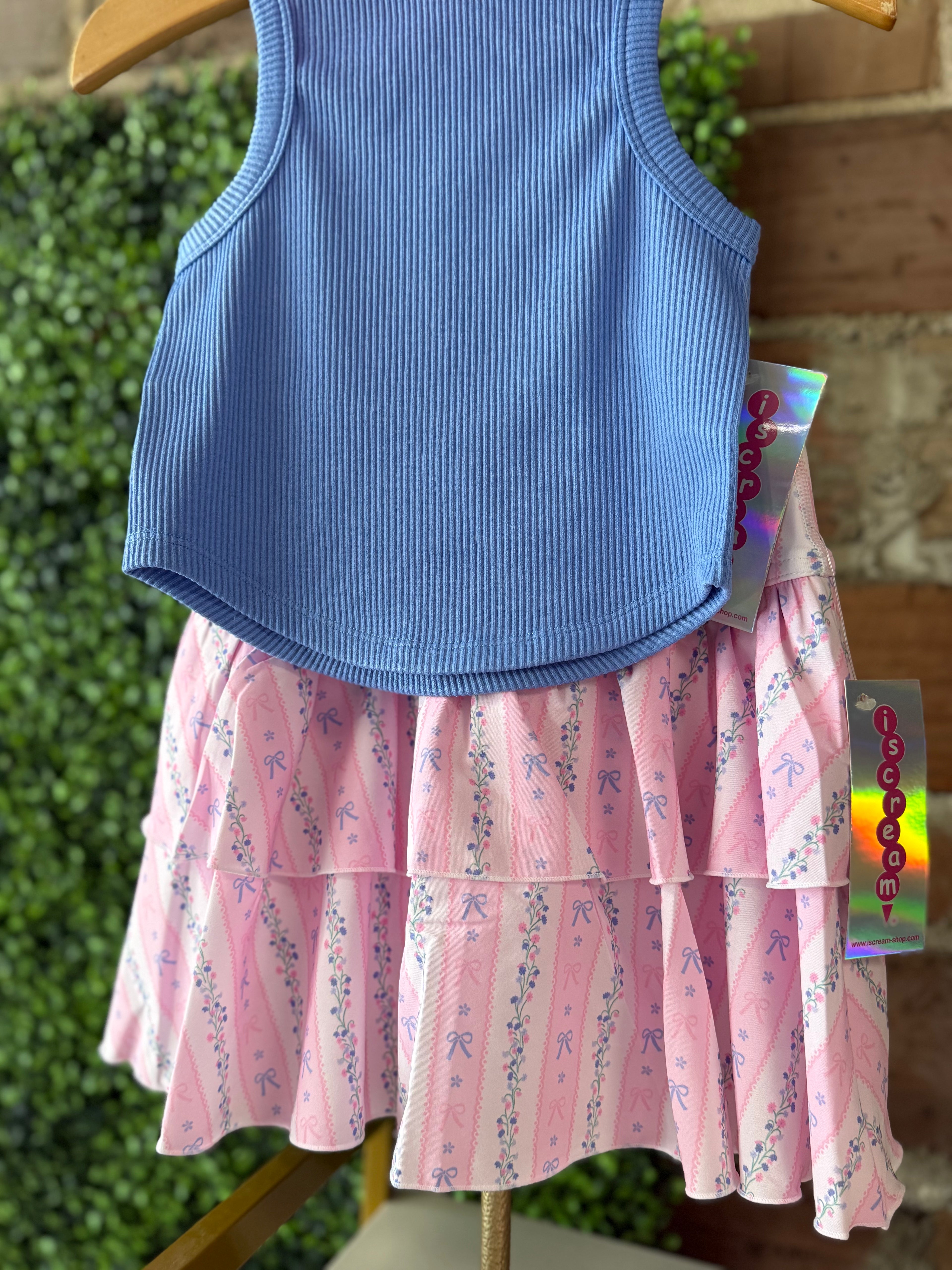 Girl's Pink Floral/Bows Skort