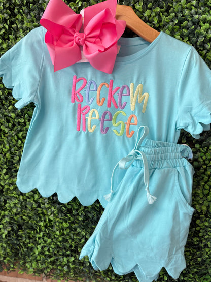 Girl's Scalloped Two Piece Short Set