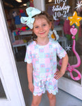 Girls Patchwork Scalloped Two Piece Short Set