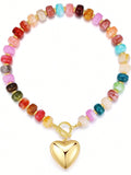 Multi Beaded Heart Toggle Necklace