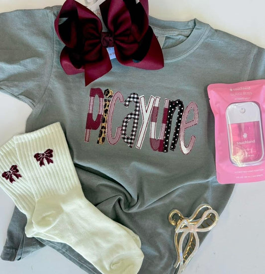 Picayune Applique tee on Grey