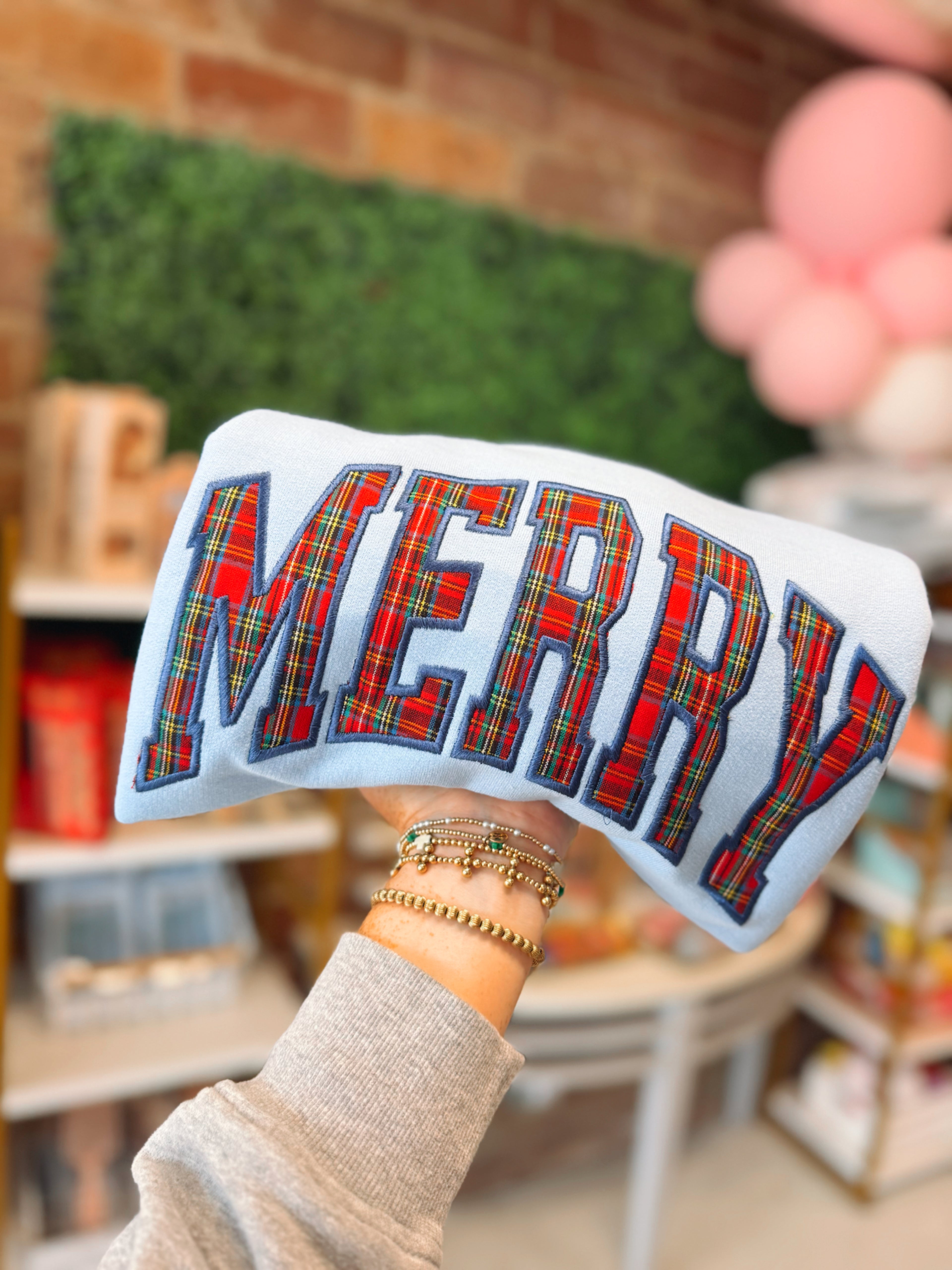 Plaid merry sweatshirt