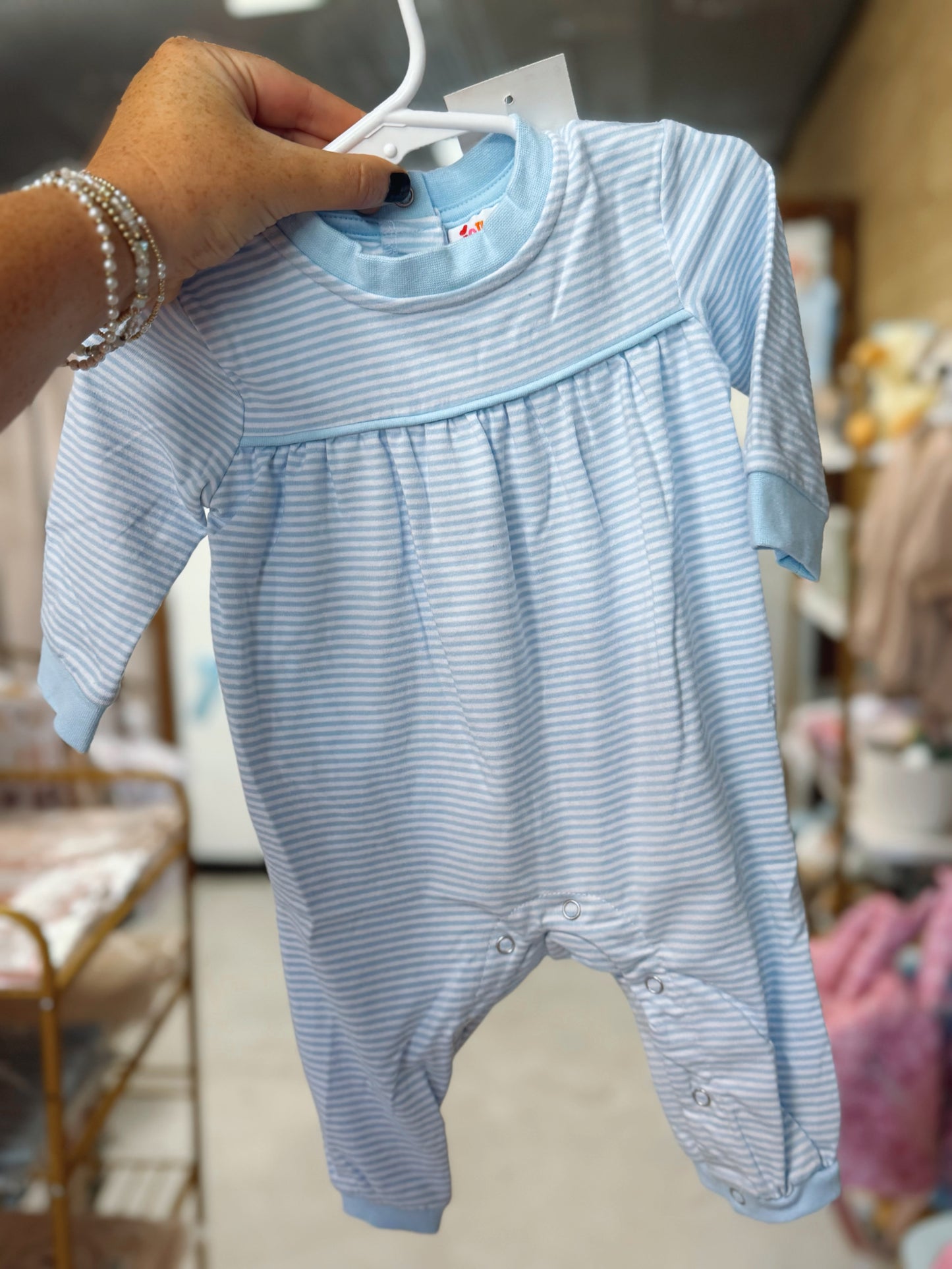 Light Blue Striped Romper