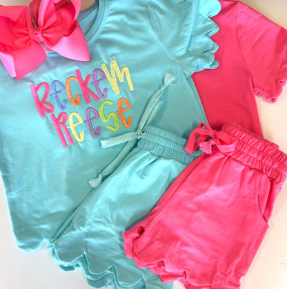 Girl's Scalloped Two Piece Short Set