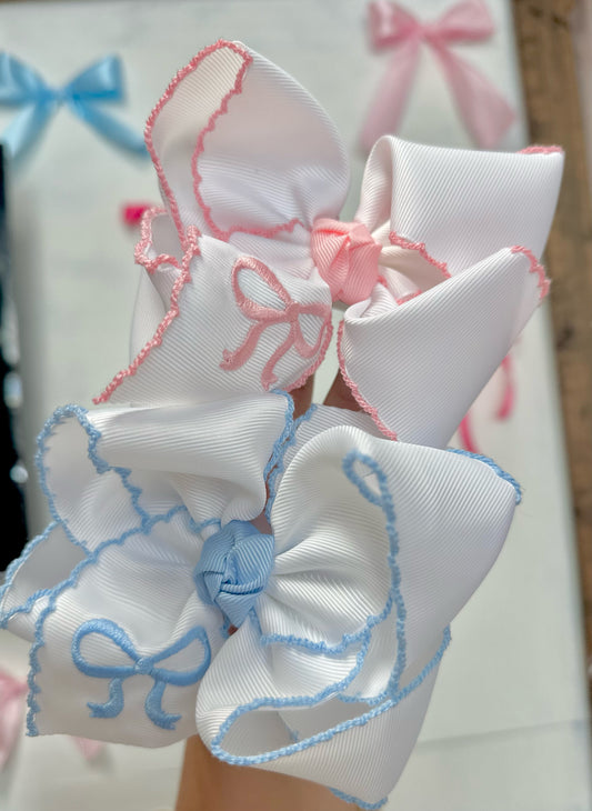 Embroidered ribbon bow 5.5 inch