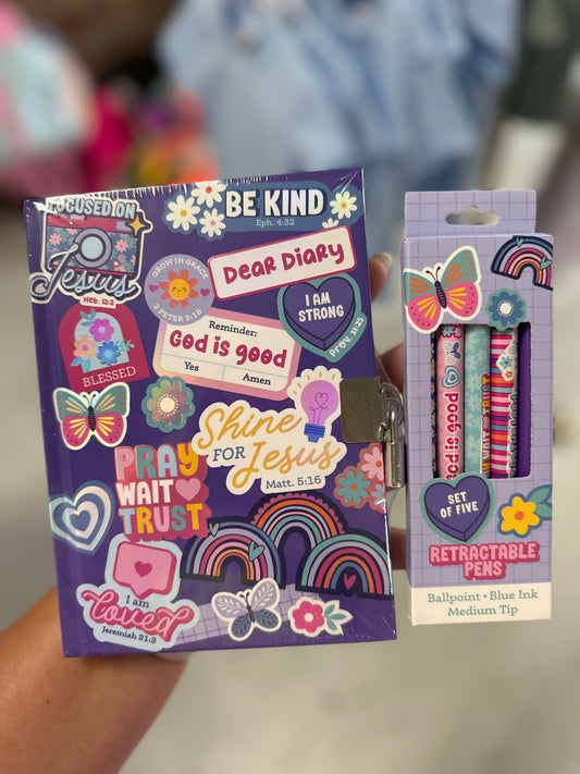 God is good diary and pens